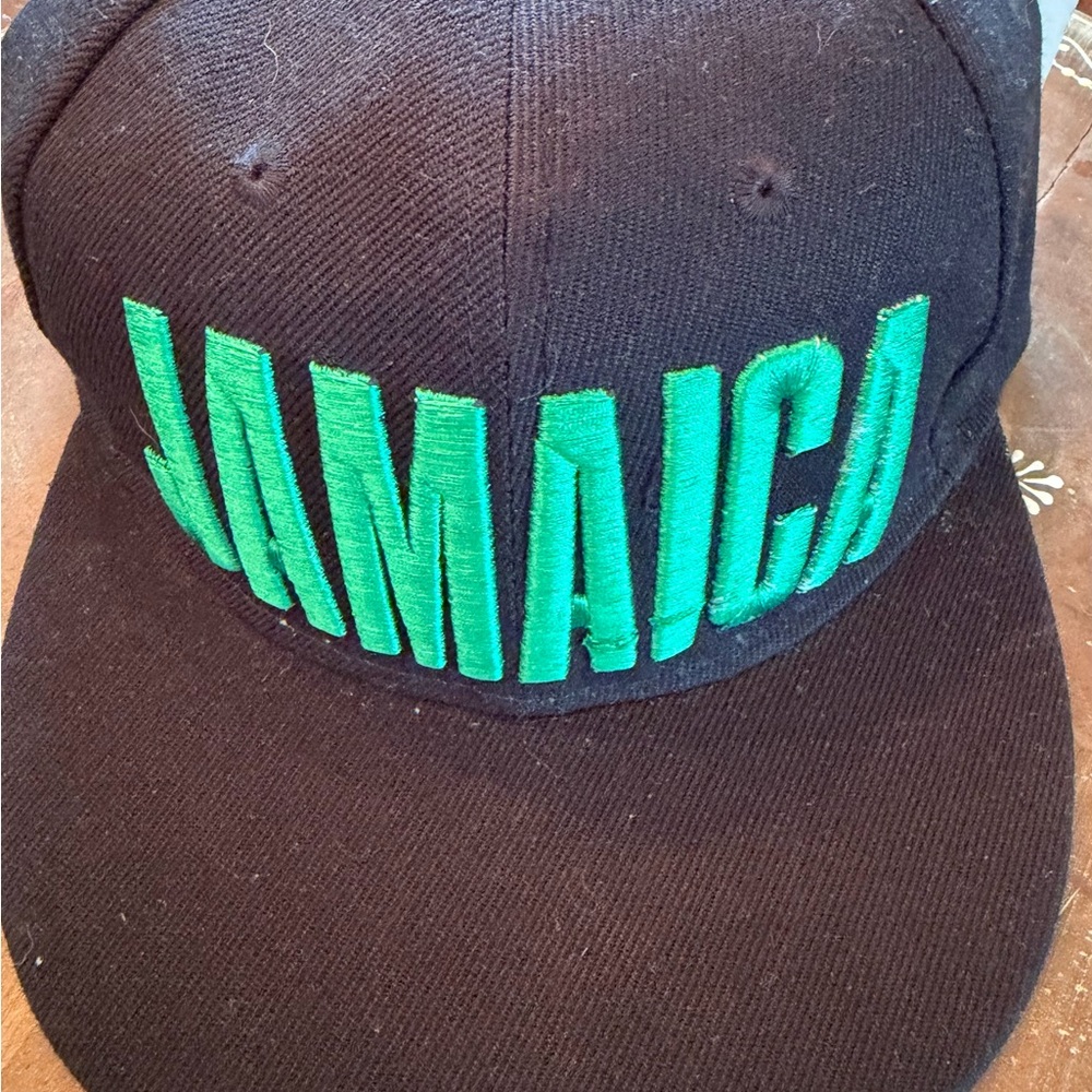 Black Cap with Green Jamaica Embroidery